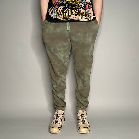 Vintage Y2K Nike Joggers Mens S Green Tie Dye Cotton Subtle Knee Logo Sweatpants - Picture 2 of 4